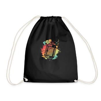 Microphone Pop Music R'n'B Singer Stars - Drawstring Bag - black - Front
