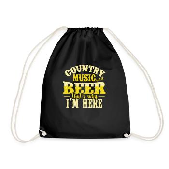 Country Music and Beer that's why I'm here USA - Turnbeutel - Schwarz - Vorne