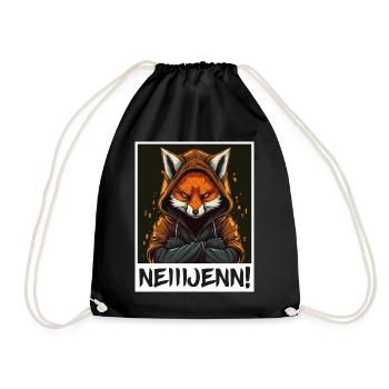Fuchs Hoodie Morgenmuffel Sarkasmus Kollege - Turnbeutel - Schwarz - Vorne