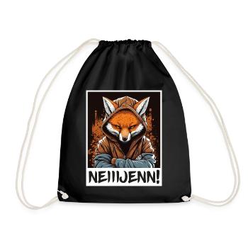 Fuchs Hoodie Morgenmuffel Sarkasmus Kollege - Turnbeutel - Schwarz - Vorne