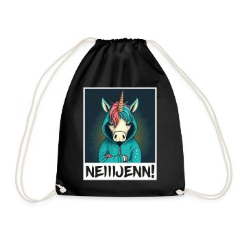 Nein! Einhorn Morgenmuffel Sarkasmus Kollege - Turnbeutel - Schwarz - Vorne