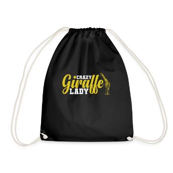 Crazy Giraffe Lady exotisches Tier - Turnbeutel - Schwarz - Vorne