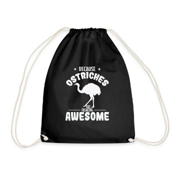 Because Ostriches are freaking Awesome Strauß - Turnbeutel - Schwarz - Vorne