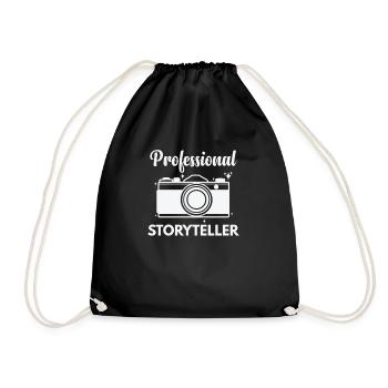 Professional Storyteller Photographer Camera - Drawstring Bag - black - Front
