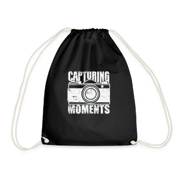 Capturing Moments Photographer Camera - Drawstring Bag - black - Front