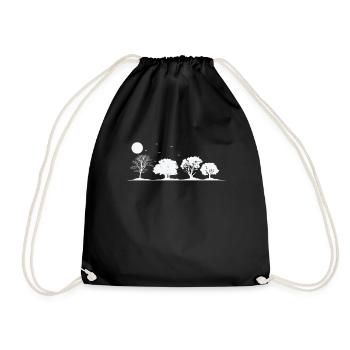 Arbres à la pleine lune Nature Forêts Feuilles - Sac de sport léger - noir - Devant