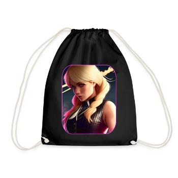 Blondes Girl im coolen Steampunk mit Pink - Turnbeutel - Schwarz - Vorne