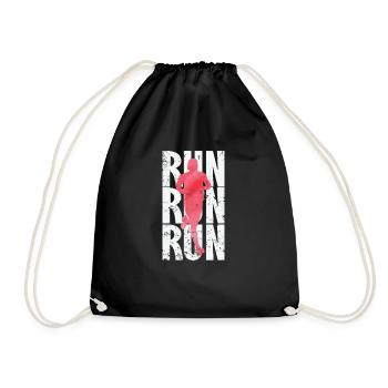 Run, run, run, jog - Drawstring Bag - black - Front
