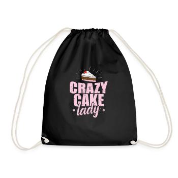 Crazy Cake Lady Pastry Cake - Drawstring Bag - black - Front