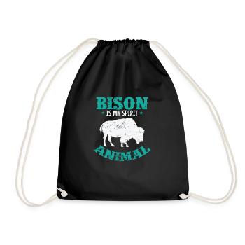 Bison is my Spirit Animal Tier - Turnbeutel - Schwarz - Vorne