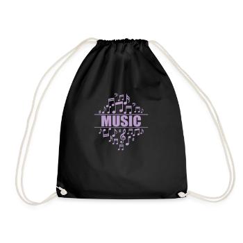 Music with Musical Notes Music Tone - Drawstring Bag - black - Front