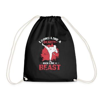 Looks Like a Beauty Kick like a Beast Taekwondo - Drawstring Bag - black - Front