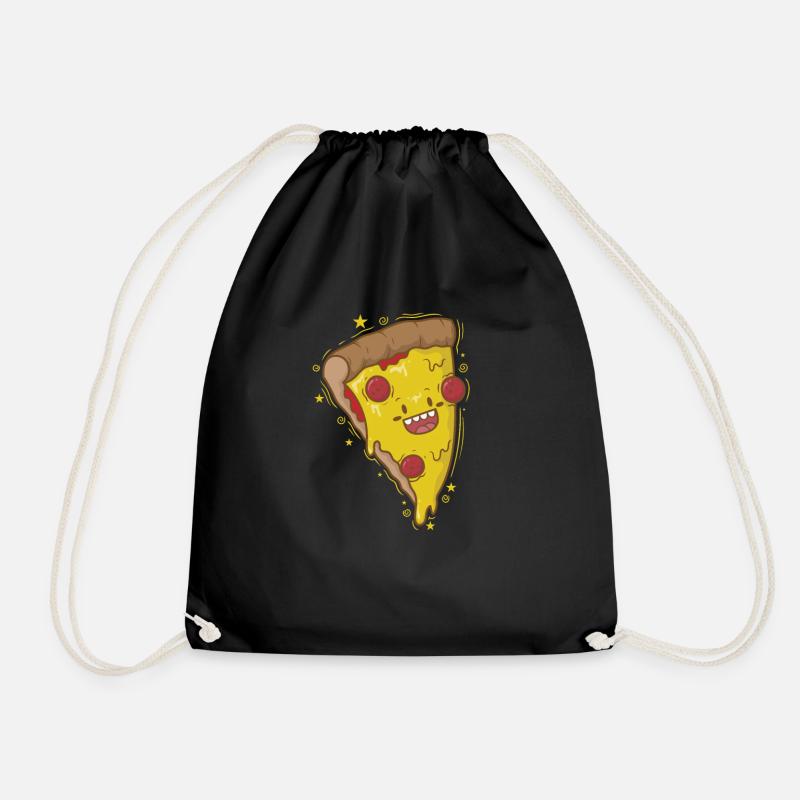 Salami Pizza freut sich - Turnbeutel - Schwarz