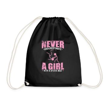 Never underestimate a Black Belt Girl Aikido - Turnbeutel - Schwarz - Vorne