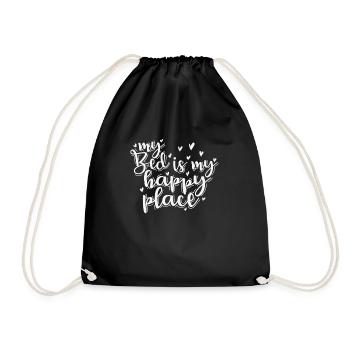 My Bed Is My Happy Place Sleeping Tired - Drawstring Bag - black - Front