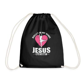 Ballet in my Veins Jesus in my Heart - Drawstring Bag - black - Front