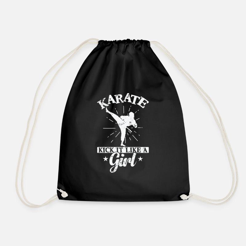 Karate Kick it like a Girl - Drawstring Bag - black
