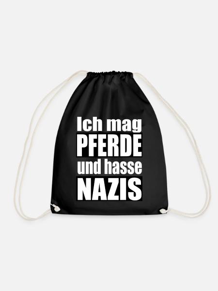 mag Pferde hasse Nazis - Turnbeutel - Schwarz