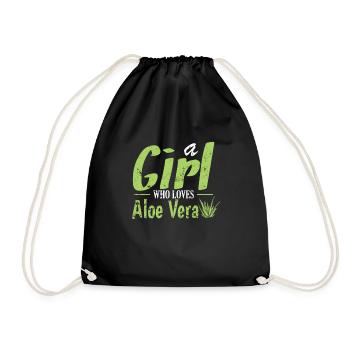 a Girl Who Loves Aloe Vera Medicinal Plant - Drawstring Bag - black - Front