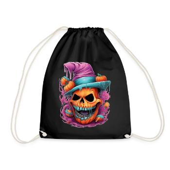 Crâne de citrouille orange, halloween - Sac de sport léger - noir - Devant