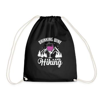 Drinking Wine and Hiking Wandern - Drawstring Bag - black - Front