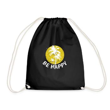 Be Happy Tree Palm Tree Holiday - Drawstring Bag - black - Front
