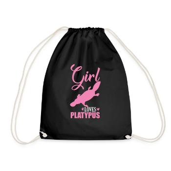 Girl loves Platypus Schnabeltier - Drawstring Bag - black - Front