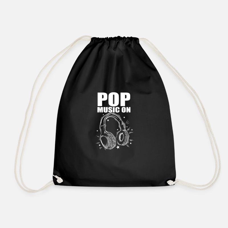 Pop Music R'n'B Singer Stars Headphones - Drawstring Bag - black