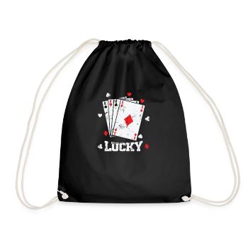 Lucky Kartenspiel Skat Poker - Turnbeutel - Schwarz - Vorne