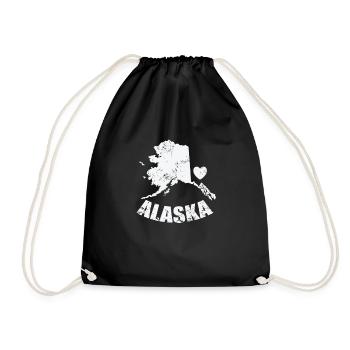 Alaska Heart State USA America - Drawstring Bag - black - Front