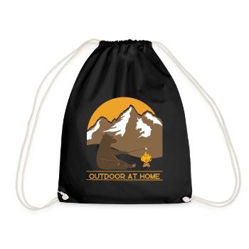 OUTDOOR Bear - Camping - Mountains - Hiking - Drawstring Bag - black - Front