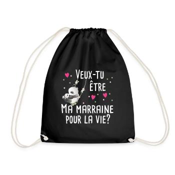 Marraine Bébé Naissance Grossesse Panda Cadeau - Sac de sport léger - noir - Devant