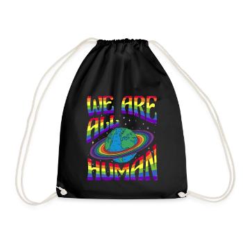 We are all Human LGBT Pride Month LGBTQ - Drawstring Bag - black - Front