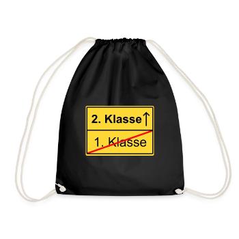 Ortsschild 1 Klasse 2 Klasse Schild Schule - Turnbeutel - Schwarz - Vorne