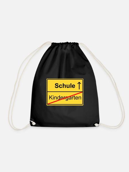 Ortsschild Kindergarten Schule Schild Schulanfang - Turnbeutel - Schwarz