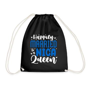 Happily Married To A Nica Queen Husband Nicaraguan - Drawstring Bag - black - Front