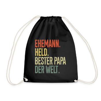 Ehemann Held bester Papa der Welt - Turnbeutel - Schwarz - Vorne