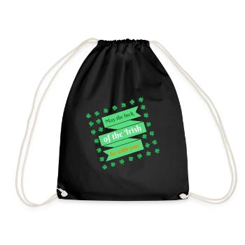 St. Patrick's Day Banner Happiness Clover Leaves Green - Drawstring Bag - black - Front