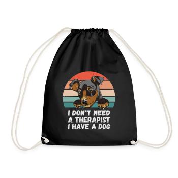 Ich brauche keinen Therapeuten ich habe einen Hund - Turnbeutel - Schwarz - Vorne