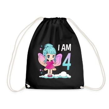 4ème anniversaire fée fille 4 ans kawaii - Sac de sport léger - noir - Devant