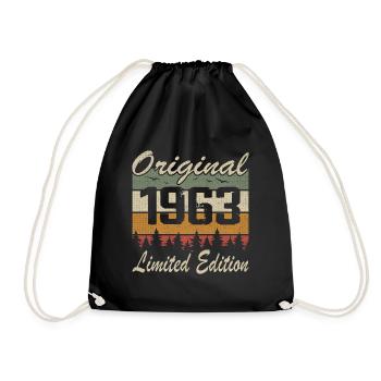 Vintage Geburtstag Original Geschenkidee 1963 - Turnbeutel - Schwarz - Vorne