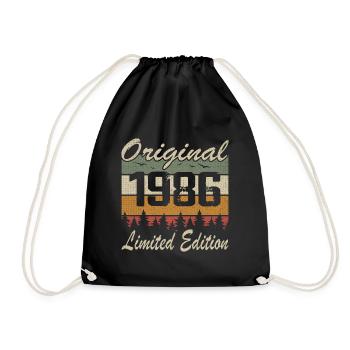 Vintage-Geburtstag Original-Geschenkidee 1986 - Turnbeutel - Schwarz - Vorne