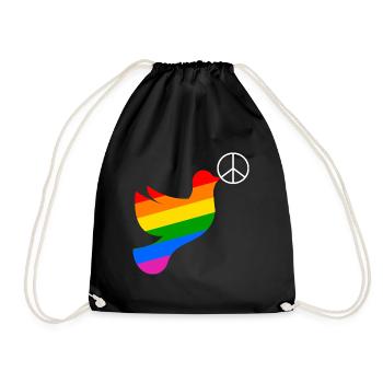 Friedenstaube Regenbogenfahne Peace - Turnbeutel - Schwarz - Vorne