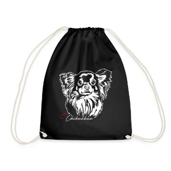 Chihuahua à poil long Chihuahua Portrait Chiens Wilsigns - Sac de sport léger - noir - Devant