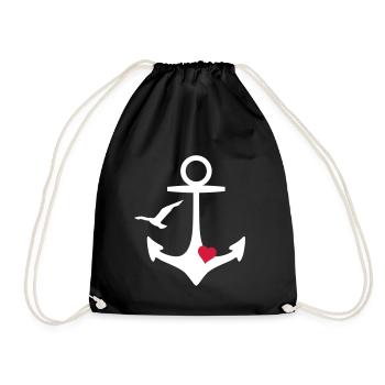 Mouette coeur d'ancre - Sac de sport léger - noir - Devant