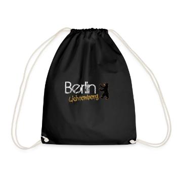 Berlin Lichtenberg Bear Souvenir Germany - Drawstring Bag - black - Front