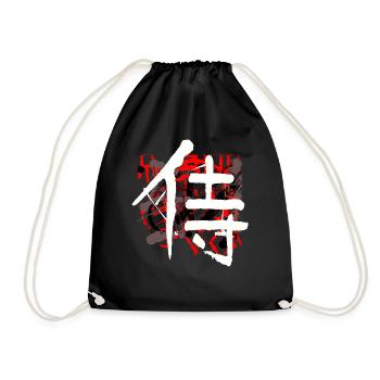 Samurai ( Japanisch ) / Kanji Schriftzeichen - Turnbeutel - Schwarz - Vorne