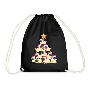 Weihnachtsinspirierter Entwurf für Mops-Liebhaber - Turnbeutel - Schwarz - Vorne