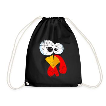 Distressed Turkey face - Drawstring Bag - black - Front