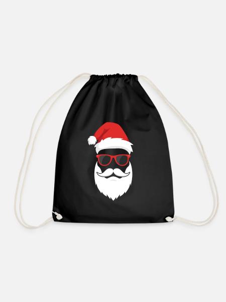 Santa Face mit Bart und Sonnenbrille - Turnbeutel - Schwarz